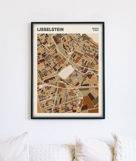 Plattegrond poster Licht IJsselstein mozaiek stl 03 mockup lijst muur bank 02 | Funky Fellow