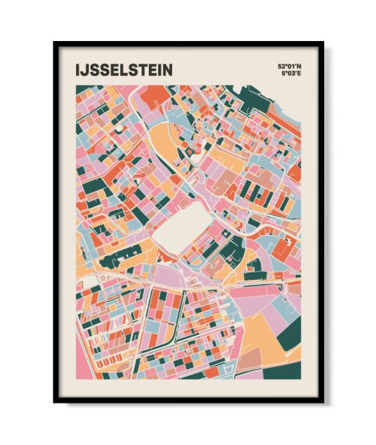 Plattegrond poster Licht IJsselstein mozaiek stl 04 mockup lijst 05 | Funky Fellow