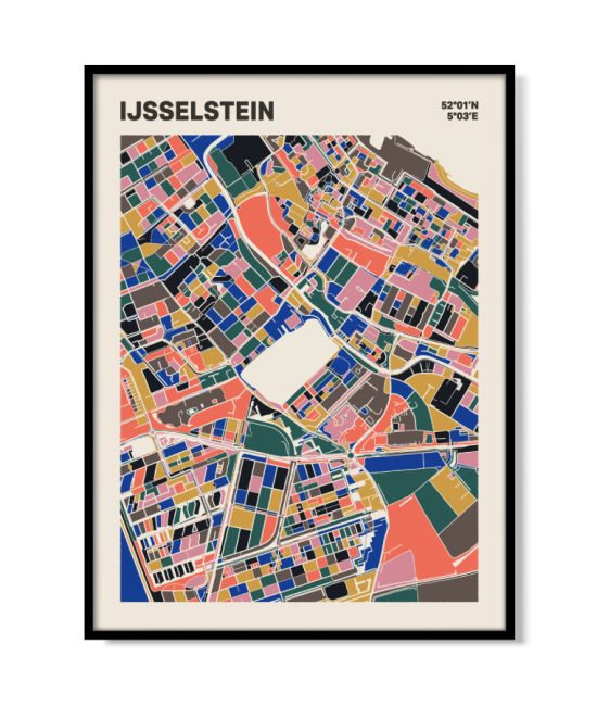 Plattegrond poster Licht IJsselstein mozaiek stl 05 mockup lijst 05 | Funky Fellow