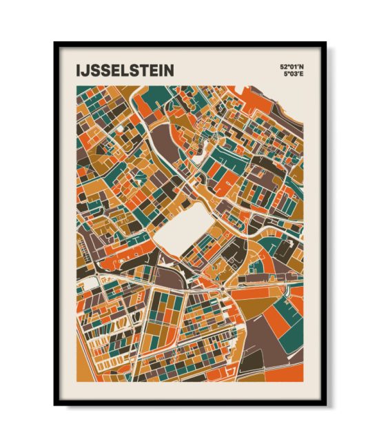 Plattegrond poster Licht IJsselstein mozaiek stl 06 mockup lijst 05 | Funky Fellow