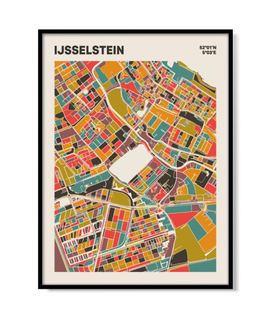 Plattegrond poster Licht IJsselstein mozaiek stl 07 mockup lijst 05 | Funky Fellow