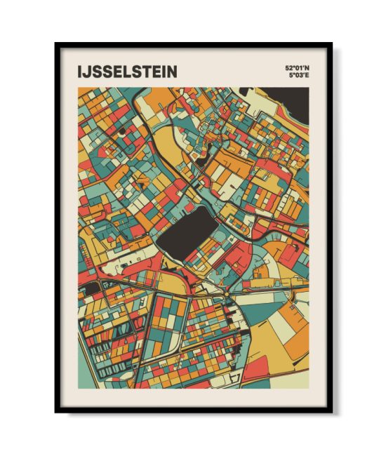 Plattegrond poster Licht IJsselstein mozaiek stl 08 mockup lijst 05 | Funky Fellow