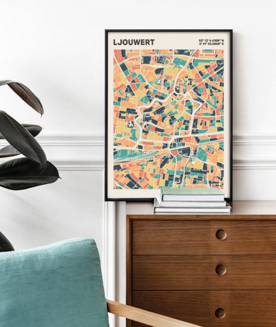 Plattegrond poster Licht Ljouwert mozaiek stl 01 2 | Funky Fellow