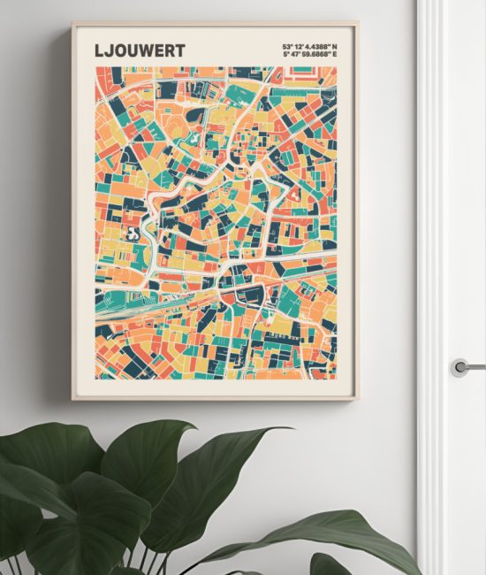 Plattegrond poster Licht Ljouwert mozaiek stl 01 4 | Funky Fellow
