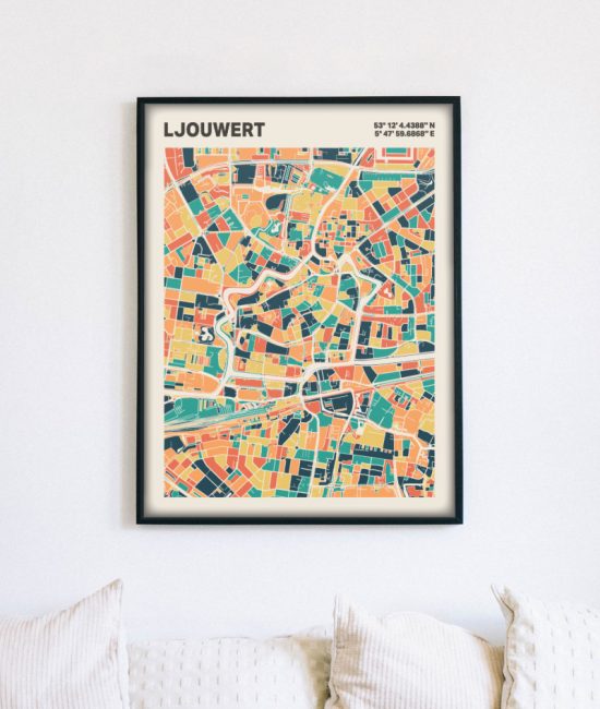 Plattegrond poster Licht Ljouwert mozaiek stl 01 5 | Funky Fellow