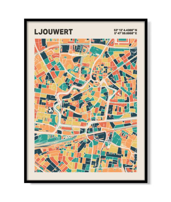 Plattegrond poster Licht Ljouwert mozaiek stl 01 | Funky Fellow