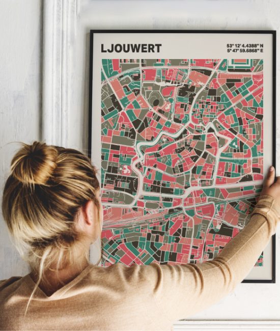 Plattegrond poster Licht Ljouwert mozaiek stl 02 1 | Funky Fellow