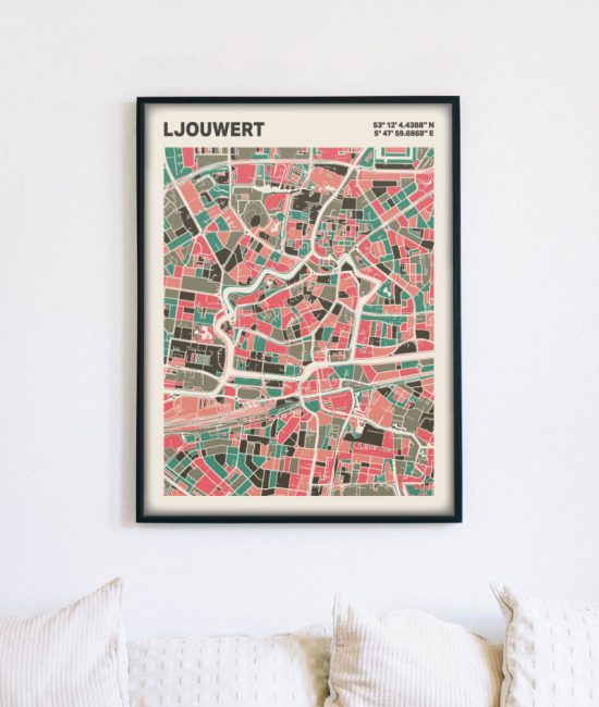 Plattegrond poster Licht Ljouwert mozaiek stl 02 5 | Funky Fellow