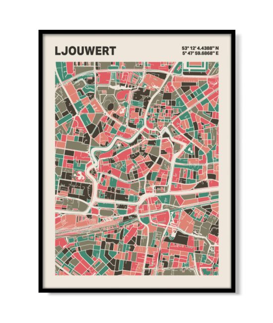 Plattegrond poster Licht Ljouwert mozaiek stl 02 | Funky Fellow