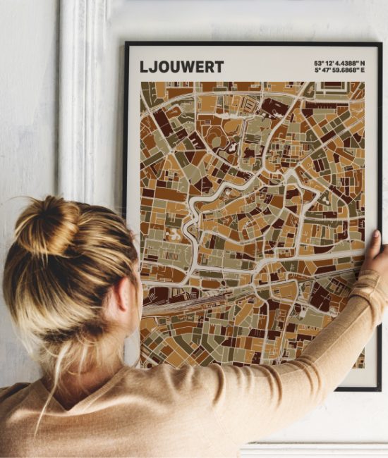Plattegrond poster Licht Ljouwert mozaiek stl 03 1 | Funky Fellow