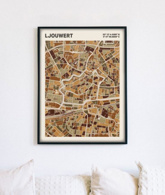Plattegrond poster Licht Ljouwert mozaiek stl 03 5 | Funky Fellow