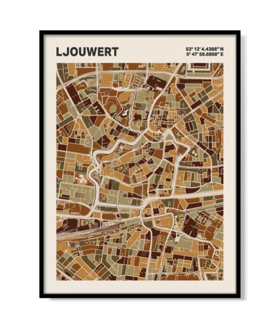 Plattegrond poster Licht Ljouwert mozaiek stl 03 | Funky Fellow