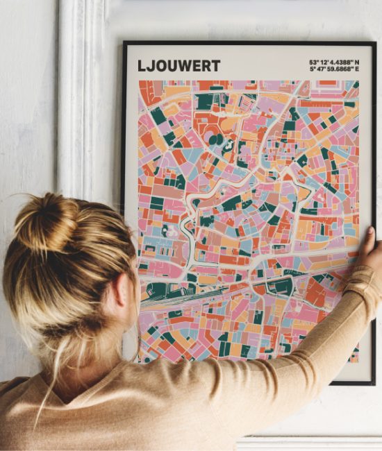 Plattegrond poster Licht Ljouwert mozaiek stl 04 1 | Funky Fellow