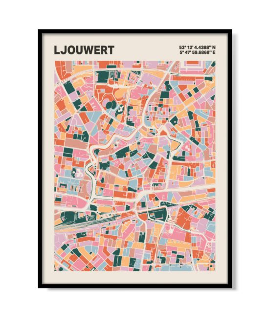 Plattegrond poster Licht Ljouwert mozaiek stl 04 | Funky Fellow