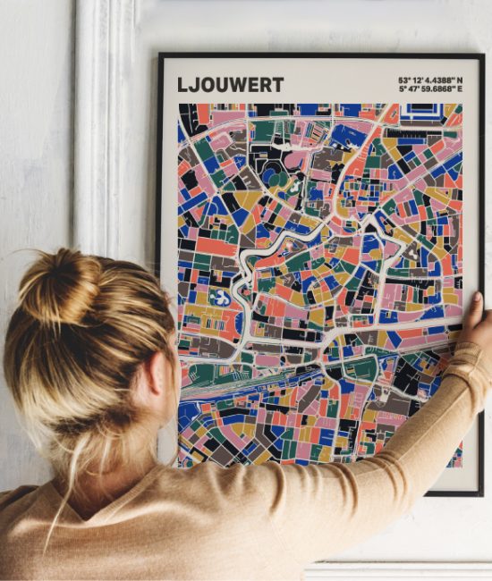 Plattegrond poster Licht Ljouwert mozaiek stl 05 1 | Funky Fellow