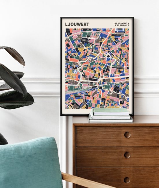 Plattegrond poster Licht Ljouwert mozaiek stl 05 2 | Funky Fellow