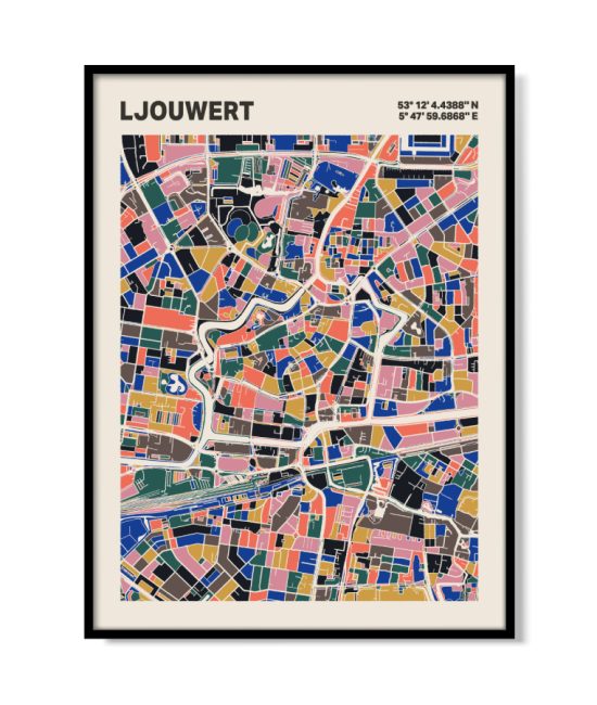 Plattegrond poster Licht Ljouwert mozaiek stl 05 | Funky Fellow