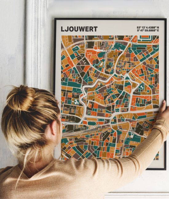 Plattegrond poster Licht Ljouwert mozaiek stl 06 1 | Funky Fellow