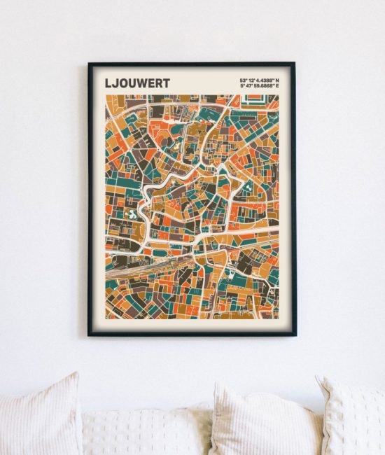 Plattegrond poster Licht Ljouwert mozaiek stl 06 5 | Funky Fellow