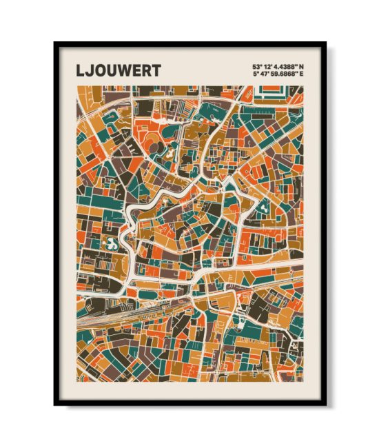 Plattegrond poster Licht Ljouwert mozaiek stl 06 | Funky Fellow