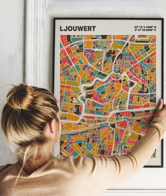 Plattegrond poster Licht Ljouwert mozaiek stl 07 1 | Funky Fellow