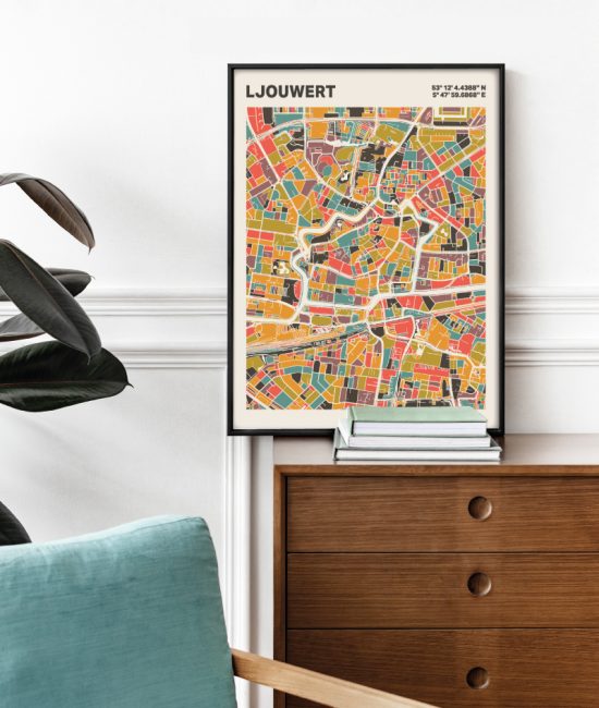 Plattegrond poster Licht Ljouwert mozaiek stl 07 2 | Funky Fellow