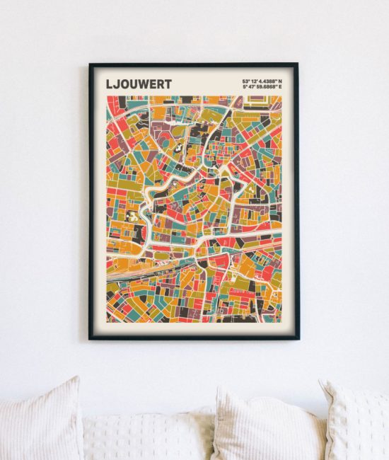 Plattegrond poster Licht Ljouwert mozaiek stl 07 5 | Funky Fellow