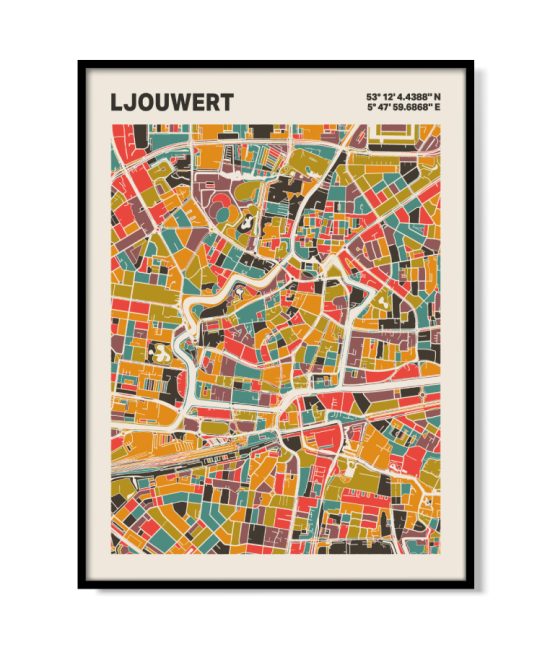 Plattegrond poster Licht Ljouwert mozaiek stl 07 | Funky Fellow