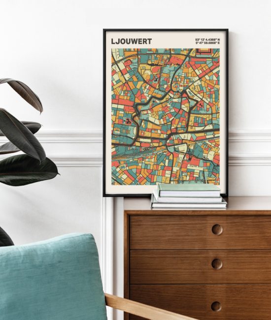 Plattegrond poster Licht Ljouwert mozaiek stl 08 2 | Funky Fellow