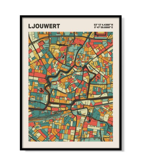 Plattegrond poster Licht Ljouwert mozaiek stl 08 | Funky Fellow