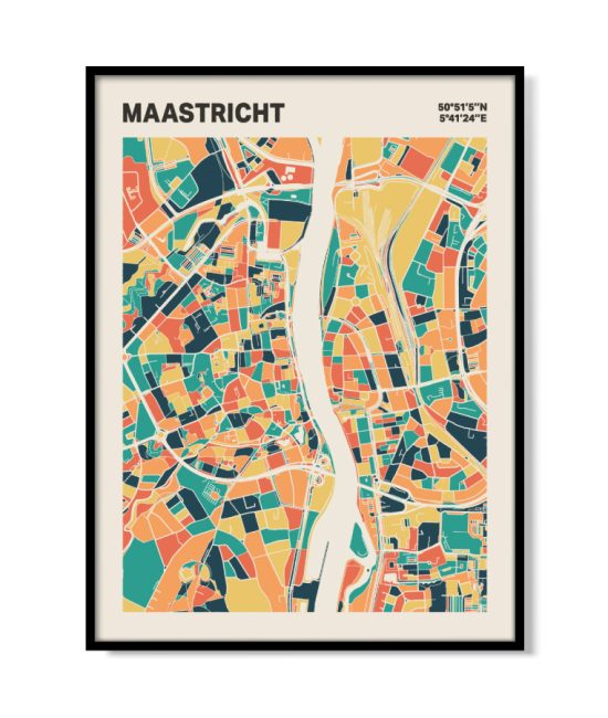Plattegrond poster Licht Maastricht mozaiek stl 01 mockup lijst 05 | Funky Fellow