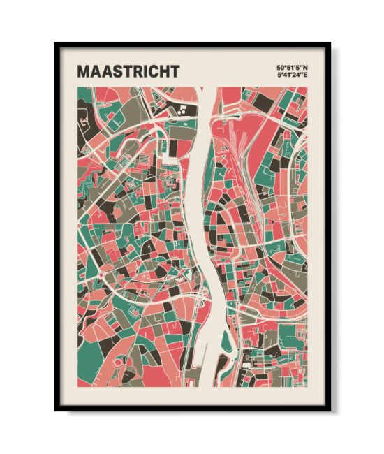 Plattegrond poster Licht Maastricht mozaiek stl 02 mockup lijst 05 | Funky Fellow
