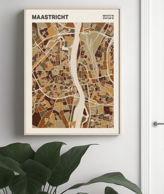 Plattegrond poster Licht Maastricht mozaiek stl 03 Mockup muur plant lijst 04 | Funky Fellow