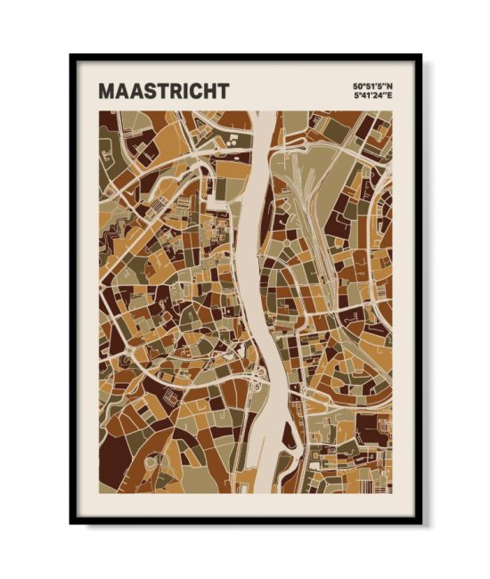 Plattegrond poster Licht Maastricht mozaiek stl 03 mockup lijst 05 | Funky Fellow