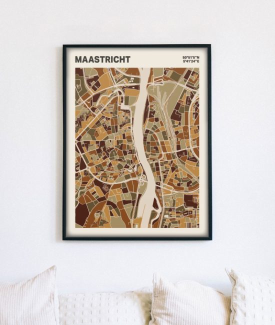 Plattegrond poster Licht Maastricht mozaiek stl 03 mockup lijst muur bank 02 | Funky Fellow