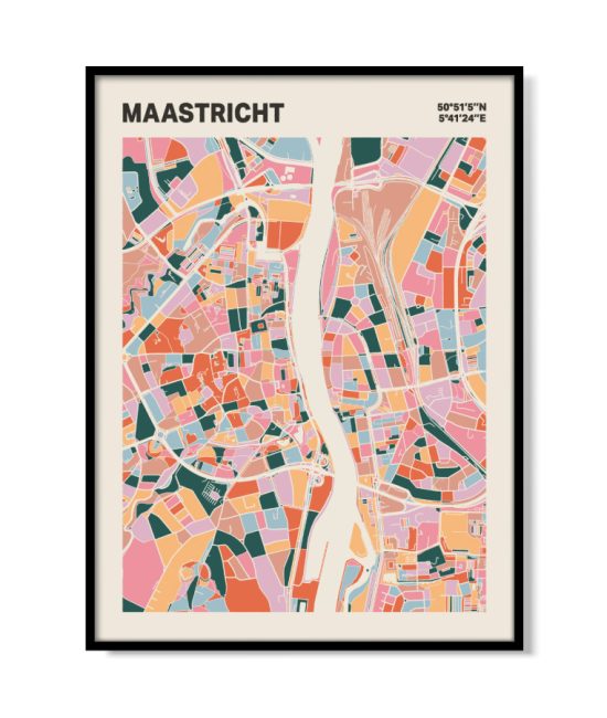 Plattegrond poster Licht Maastricht mozaiek stl 04 mockup lijst 05 | Funky Fellow