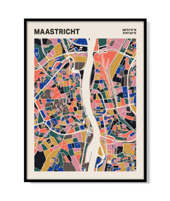 Plattegrond poster Licht Maastricht mozaiek stl 05 mockup lijst 05 | Funky Fellow