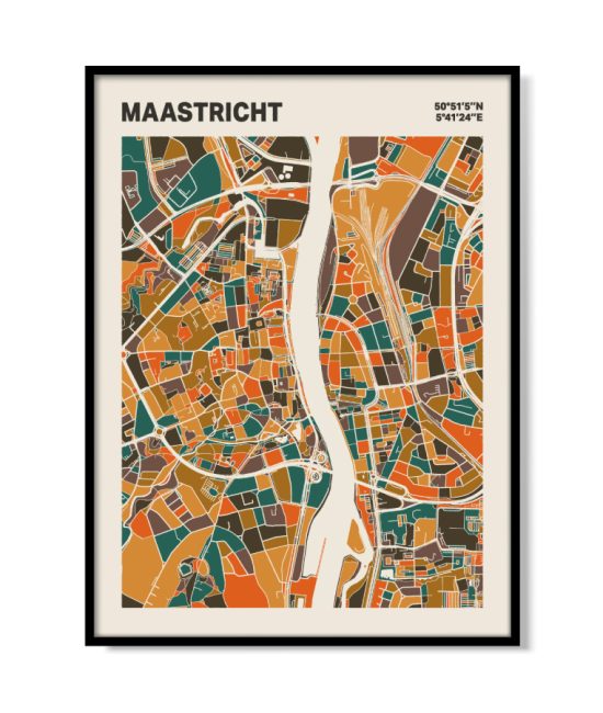 Plattegrond poster Licht Maastricht mozaiek stl 06 mockup lijst 05 | Funky Fellow