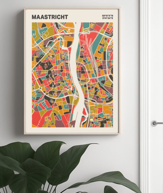 Plattegrond poster Licht Maastricht mozaiek stl 07 Mockup muur plant lijst 04 | Funky Fellow