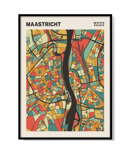 Plattegrond poster Licht Maastricht mozaiek stl 08 mockup lijst 05 | Funky Fellow