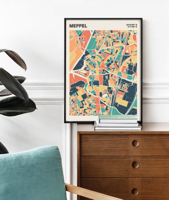 Plattegrond poster Licht Meppel mozaiek stl 01 2 | Funky Fellow