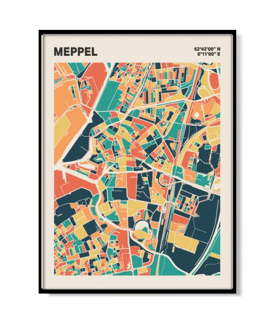 Plattegrond poster Licht Meppel mozaiek stl 01 | Funky Fellow