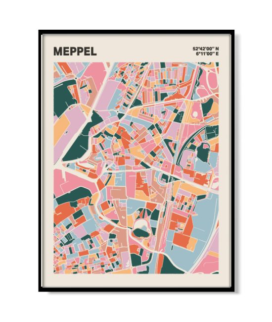 Plattegrond poster Licht Meppel mozaiek stl 04 | Funky Fellow