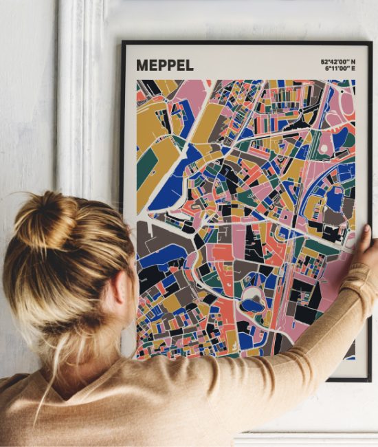 Plattegrond poster Licht Meppel mozaiek stl 05 | Funky Fellow