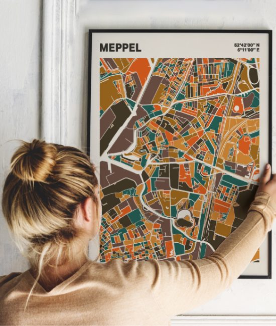 Plattegrond poster Licht Meppel mozaiek stl 06 | Funky Fellow