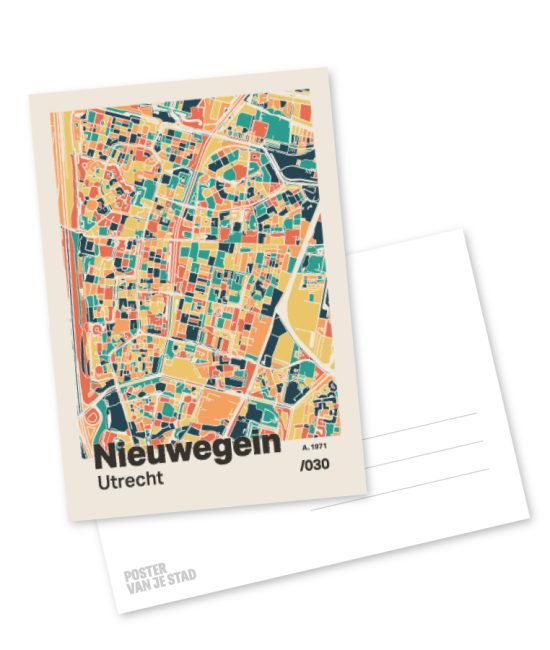 Plattegrond poster Licht Nieuwegein mozaiek stl 01 mockup A6 schaduw voor en achter | Funky Fellow
