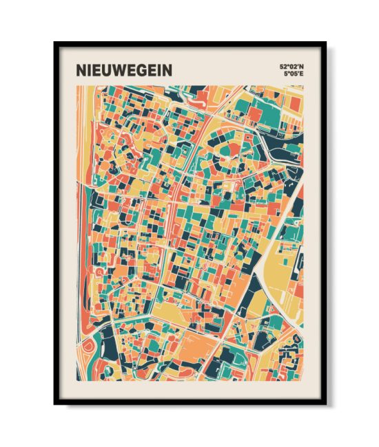 Plattegrond poster Licht Nieuwegein mozaiek stl 01 mockup lijst 05 | Funky Fellow