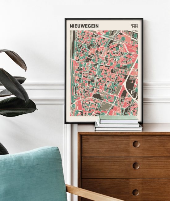 Plattegrond poster Licht Nieuwegein mozaiek stl 02 Mockup stoel kast lijst 03 | Funky Fellow