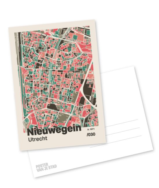 Plattegrond poster Licht Nieuwegein mozaiek stl 02 mockup A6 schaduw voor en achter | Funky Fellow