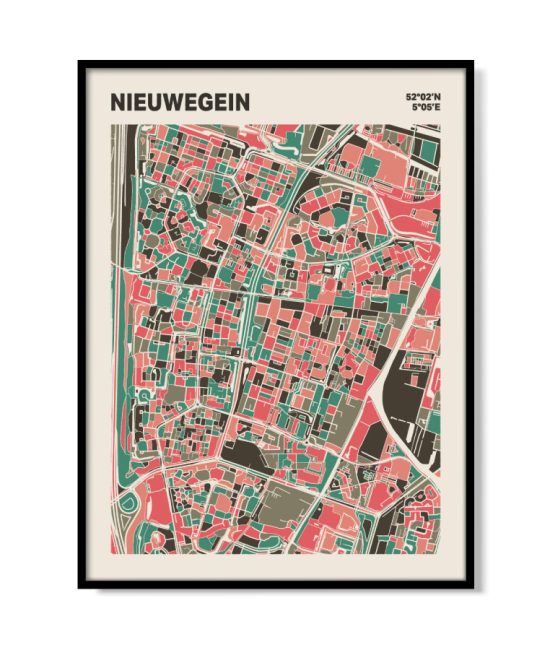 Plattegrond poster Licht Nieuwegein mozaiek stl 02 mockup lijst 05 | Funky Fellow